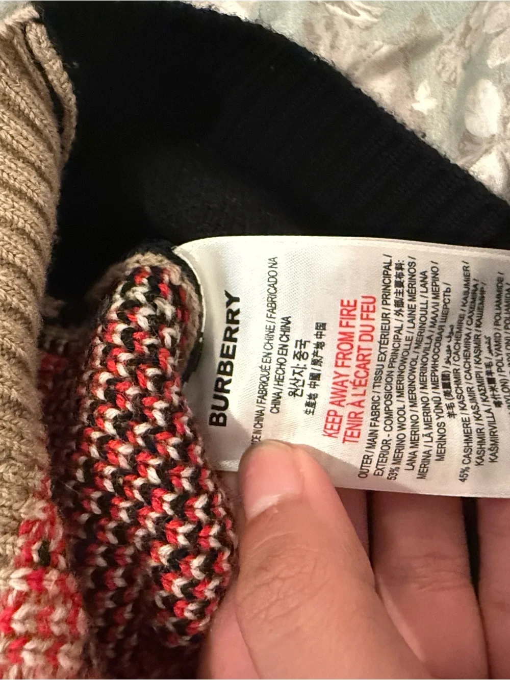 Burberry Black, Beige and Red Plaid Crewneck Dress